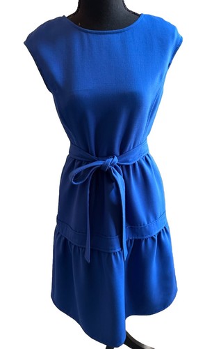 TORY BURCH Jane Dress in Blue Dahlia Cobalt Bleu Wool Blend Tiered Size 0 - Picture 12 of 13