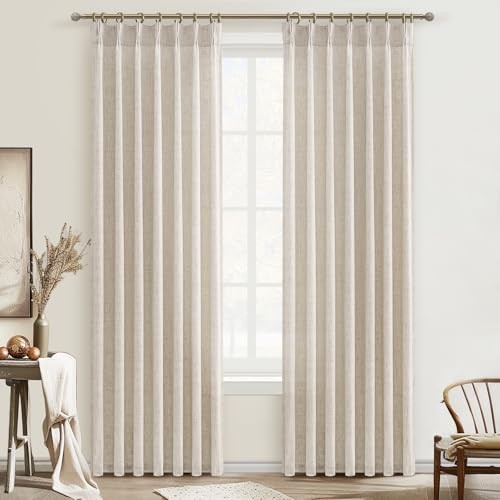 Pinch Pleat Semi Sheer Curtains 84 Inches Long 40"W x 84"L (Pack of 2) Natural