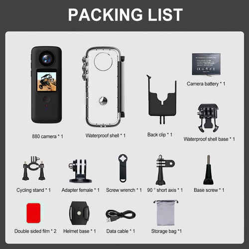 360 4K HD Wifi Action Camera Waterproof Vlog Sports Selfie Premium Kit - Picture 3 of 15