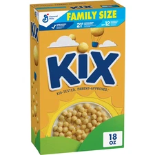 Kix Whole Grain Breakfast Cereal crispy Corn cereal puffs Family size 18 oz.....