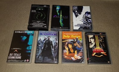 7 VHS Filme - Alien, Predator, Total Recall, Matrix, Pulp Fiction, Wiege der Son