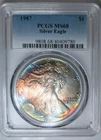 1987 PCGS MS68 Silver American Eagle Rainbow Toned Coin