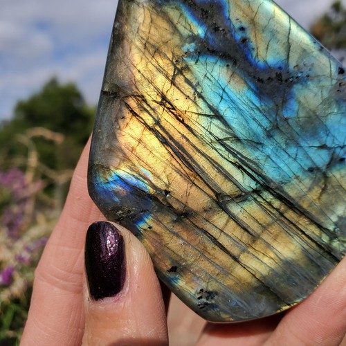 Labradorite Spectrolite Gold Yellow Blue Flashy Sunset Freeform | A Grade | 228 - Picture 3 of 10