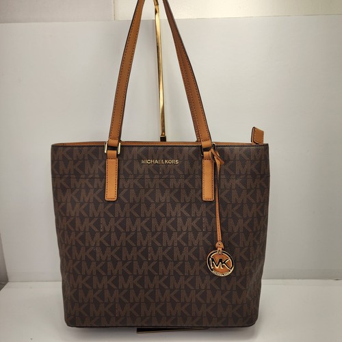 Michael Kors Morgan Signature Medium Reißverschluss oben braun Beuteltasche Handtasche groß 12"X13"X5" - Bild 6 von 16