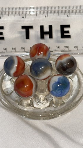 VTG Akro? Vitro? Peltier? Helmet? Swirl Marbles 5 Pcs - Picture 3 of 9