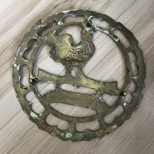 Vintage Brass Rooster/ Chicken Footed Trivet Hot Plate Kitchen Gold Tone - Picture 3 of 8