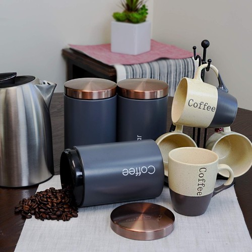 Essential Kitchen Storage 3 Piece Sugar, Coffee and Tea Canister Set in Matte... - Picture 6 of 6