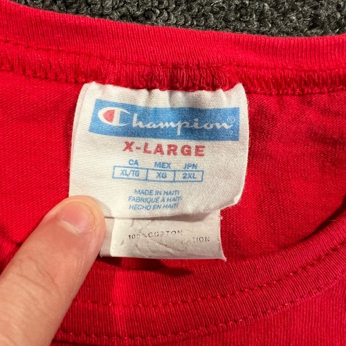 Y2k Champion Men's Blank Center Logo Essential Shirt Red Size XL - Picture 8 of 11