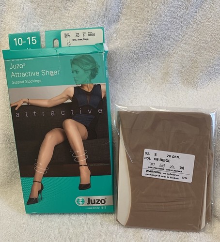 Juzo S attraktive durchsichtige kniehohe Stützstrümpfe AD 10-15 mmHg 5070 beige NEU - Bild 1 von 6