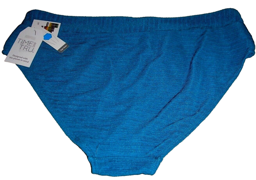 Parte inferior de bikini de natación Time & Tru azul acanalado, talla XL / 16-18 NUEVA CON ETIQUETAS - Imagen 3 de 4