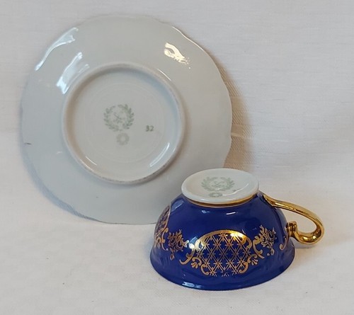 Sammelgedeck 2- tlg  Moccatasse Porzellan Tasse Kobaltblau/Gold Signiert... - Bild 6 von 7