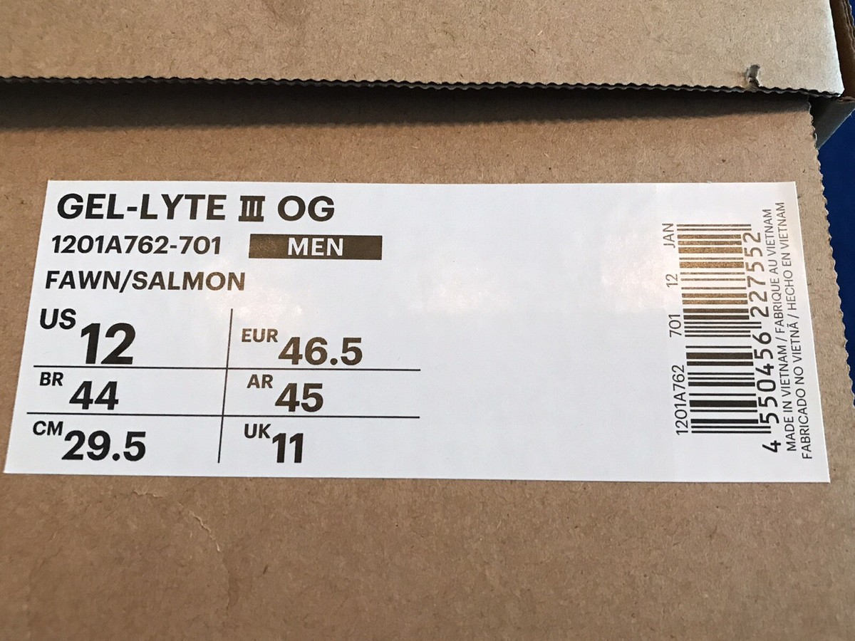 Asics Gel-Lyte III OG Size 12 Shoes “Salmon Fawn” Split Tongue 1201A762 701