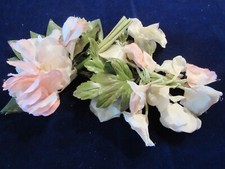 Vtg Millinery Flower Collection Pink Ecru Rose Sweet Pea Corsage 1 1/2-4" H5258