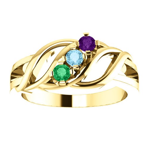 14K Solid Gold Mother's Ring 1 to 6 Birthstones, Mothers Day Jewelry Ring - Picture 31 of 71