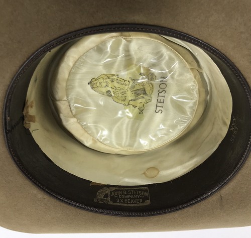 Stetson Vintage 3X Castor Talla 7 Sombrero Occidental Tully's Trenza de Cuero Marrón con Caja - Imagen 7 de 12
