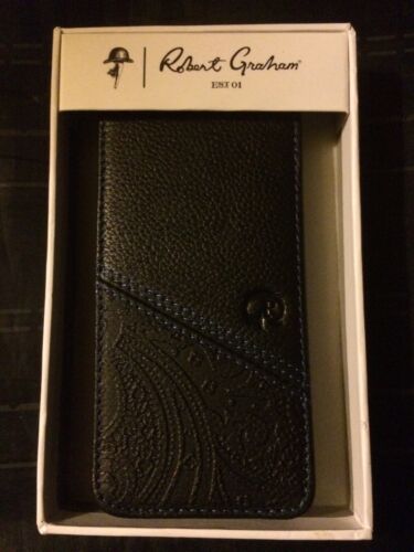 ROBERT GRAHAM Leather Black Apple iPhone 5 5S 5SE Wallet Case Credit Card ID $98 - Picture 3 of 7