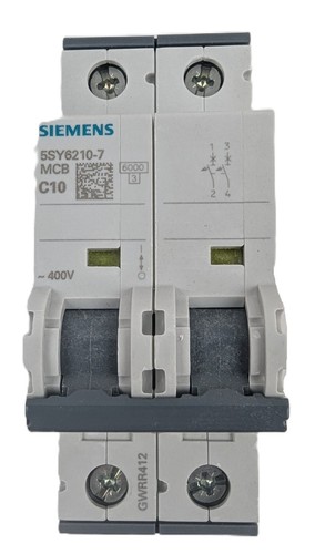 Siemens 5SY6210-7 Circuit Breaker Miniature 10A 400Vac 2Pole 6kA C Curve DIN NEW - Picture 2 of 6