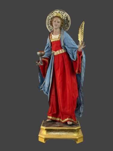 Santa Lucia 50 cm Santo Statua Sacra Vestita martire palma occhi protettrice - Foto 3 di 15