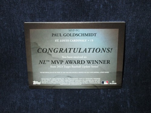 2023 Topps Update Commemorative MVP Medallion Paul Goldschmidt #MVP-PG-b - Picture 2 of 2
