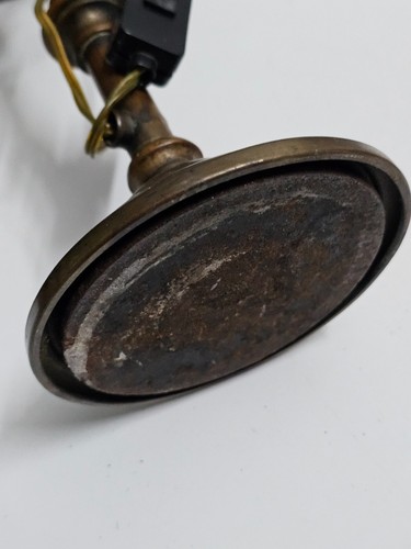 VINTAGE antica LAMPADA DA TAVOLO in Ottone Brunito Bronzato da Collezione '900 - Foto 6 di 6