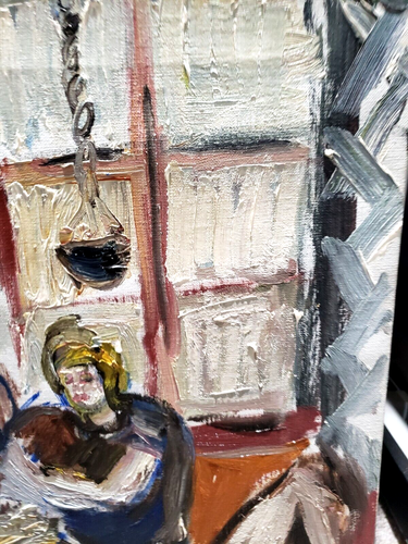 Itamar Siani MCM Dipinto Olio Originale Tela FIRMATO, 20" Alto X 18" Amici - Foto 7 di 17