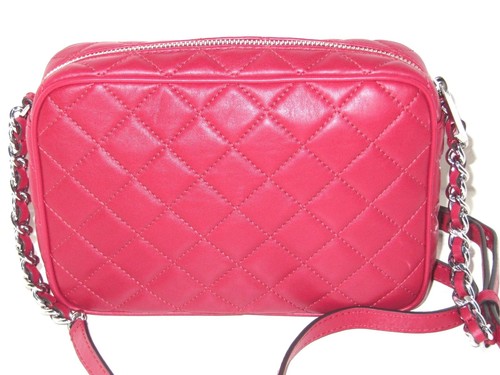 Michael Kors New Cherry Red Susannah Quilted Messenger Crossbody Bag NWT $348 - Picture 6 of 12