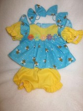 CPK doll clothes/16-18 in/Bumble Bee dress/yellow bloomers/Hair bows