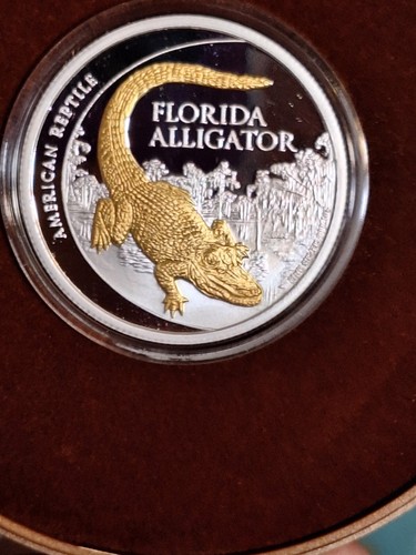 SELTEN NIUE 2012 FLORIDA ALLIGATOR GOLD VERGOLDET PROOF SILBER 2500 GEPRÄGT COA &OGP - Bild 18 von 18