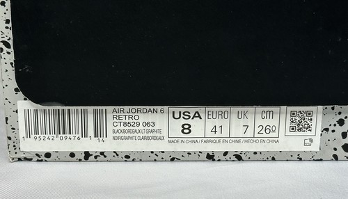 Nike Air Jordan 6 Retro Burdeos Talla 8 CT8529-063 OG - ¡CON CAJA Y CORDONES EXTRA! - Imagen 14 de 15