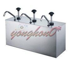 NEW 3 Bucket Sauce Dispenser Pump Squeeze Condiment Dispensing Stainless Steel