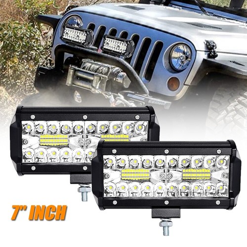 2pcs 7inch Tri Row LED Light Bars Off Road Driving for Truck ATV Boat SUV Jeep - Picture 1 of 8