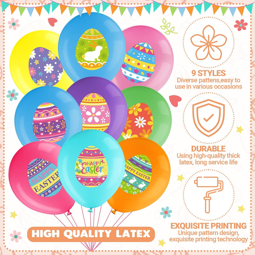 45 Pieces Easter Party Latex Balloons Decorations Happy Easter Eggs Balloons Eas - Picture 3 of 11