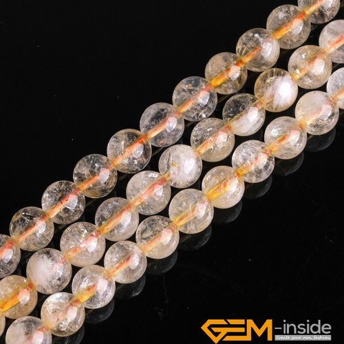 Natural Genuine Citrine Quartz Gemstone Round Loose Beads DIY 15" Bulk 6mm-10mm - Picture 25 of 59