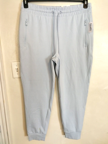 Old Navy Womens Jogger Sweatpants L Blue Dynamic Fleece High-Rise Zip Pockets