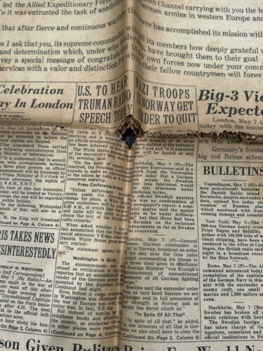Baltimore Sun Newspaper May 8 1945 The War With Germany Is Over WWII - Picture 9 of 9