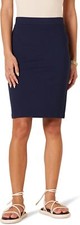Women's Ponte Pull-On Knee-Length Fitted Pencil Skirt - Casual Work Style