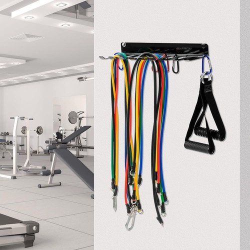 Wandmontierter Fitnessstudio-Organizer: Widerstandsband, Langhantel- & Hantelaufbewahrungsablage - Bild 5 von 7