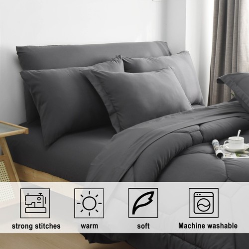 HIG 8 PCS Modern Comforter Set with Sheets All Season Bed in a Bag - Picture 6 of 54