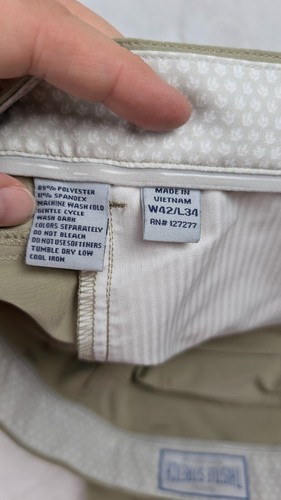 Donald Ross Thistle Stretch Performance 5 Pocket Pants Men 42/30 tag 34 Beige - Picture 6 of 9