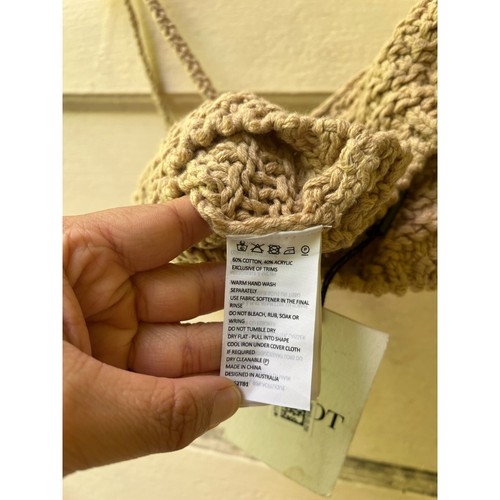 NWT Bardot womens beige boho coachella crochet knit crop top bralette XL - Picture 10 of 13