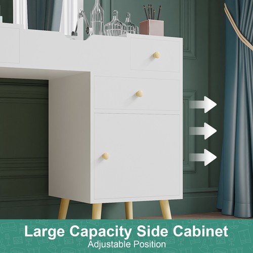 Ufurniture Dressing Table Stool Set Flip Top Makeup Mirror Jewellery Vanity Desk - Picture 7 of 13