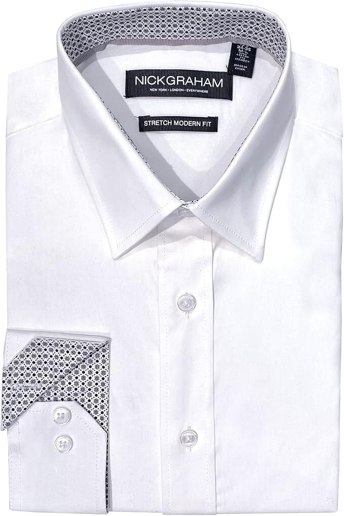Мужская однотонная рубашка Nick Graham белая M-L 155 34-35 6390₽