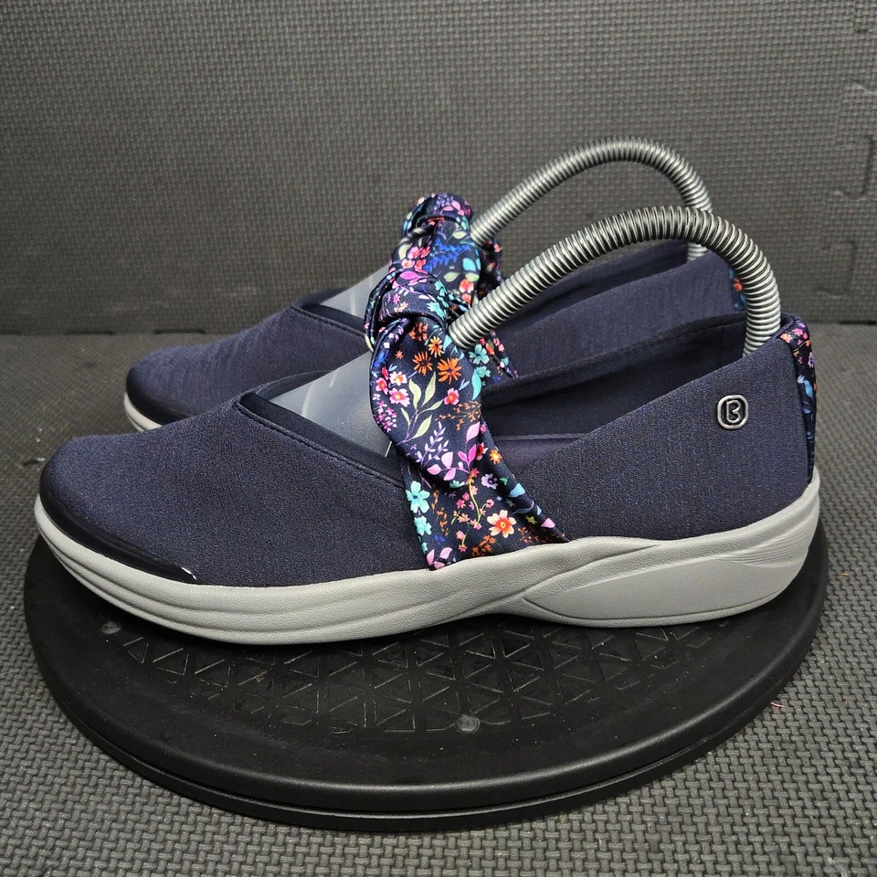 Bzees PLayful Shoes Womens Sz 8.5M Blue Gray Bow Mesh Comfort Washable Slip Ons - Image 3 of 4