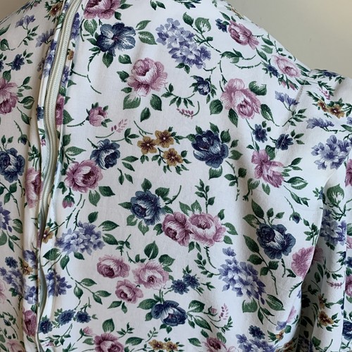 Periwinkle Vtg Floral A-Line Midi Dress women's 14 coquette puff sleeve cottage - Picture 14 of 14