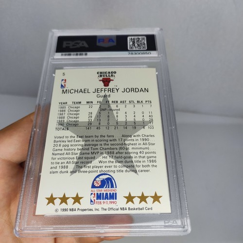 1990 NBA Hoops All-Star #5 Michael Jordan Chicago Bulls HOF PSA 8 - Picture 6 of 6
