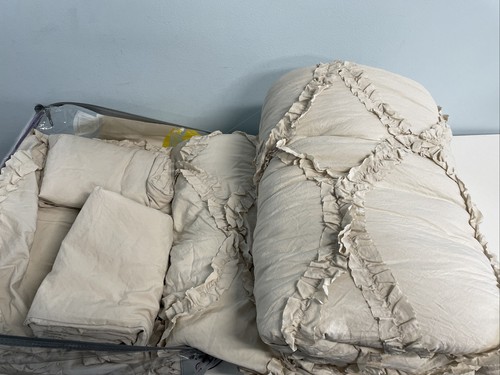 Lush Decor Riviera 3 Piece Comforter Set Queen Neutral Shams and Comforter OPEN - Picture 3 of 12