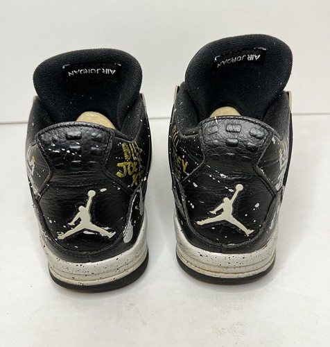 Jordan 4 Retro LS oreo 2015 Nike Shoes Sneakers Black Mens 9.5 US CUSTOM EUC - Picture 5 of 10