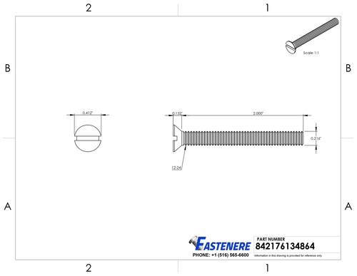 12-24 x 2" Flat Head Slotted Machine Screws Stainless Steel 18-8 Qty 100 - Picture 2 of 7