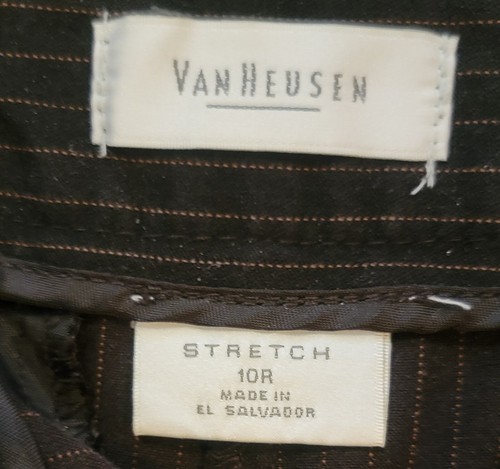 VanHeusen Dress Pants Womens 10 Black Pinstriped Straight Cut Trouser (33x30) - Picture 6 of 8