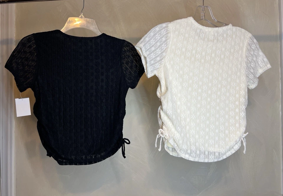 Camiseta/Camiseta Informal Forrada con Encaje Manga Corta Autoestima Niñas|Talla:L Foto 3 de 4